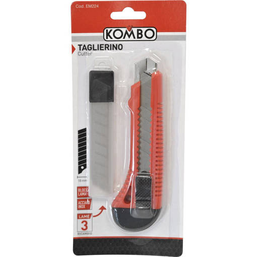 Kombo Taglierino In Plastica Con Bloccalama E Set 3 Lame Di  Ricambio