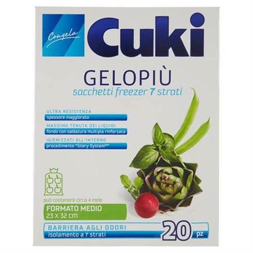 Cuki Gelopiu Sacchetti Freezer, Formato Medio, 23x32 cm, 20 