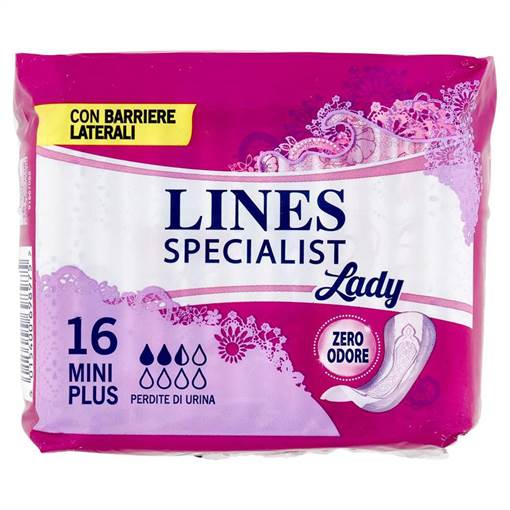 Lines Specialist Lady Mini Plus Assorbenti Piccole Perdite 16 Pezzi Dispositivo Medico
