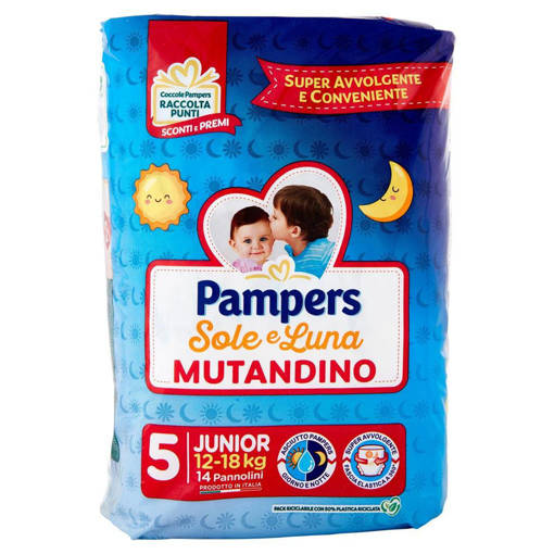 Pampers Sole e Luna Mutandino Junior Taglia 5 (12-18 Kg), 14 Pannolini