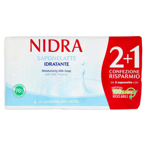 Nidra Sapone Latte Idratante Con Proteine del Latte 3 x 90 gr
