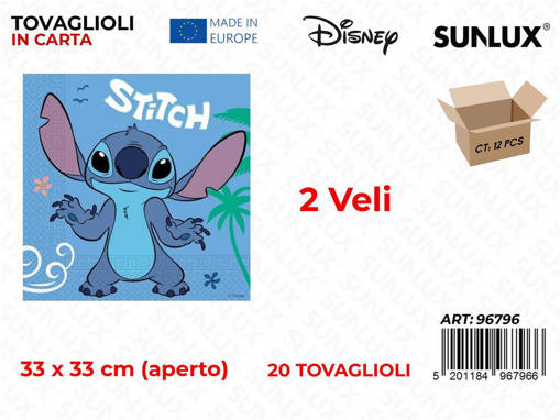 Tovaglioli Carta Fsc Lilo E Stitch Cm 33X33 Cf 20