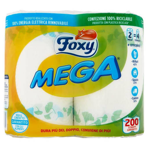 Foxy Mega Asciugatutto 2 veli decorato 2 Maxi Rotoli
