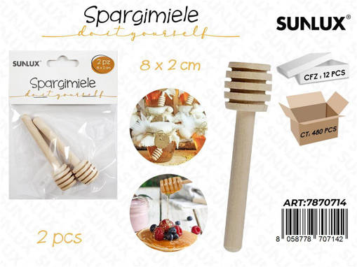 Spargimiele In Legno 2Pcs 8*2Cm /Pz Da 12**