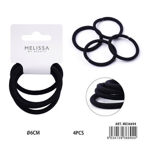 MELISSA ELASTICO CAPELLI NERO 6CM 4PZ