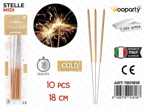 Wooparty /Stelle Midi Gold 10Pcs 18Cm /Pz Da 12**