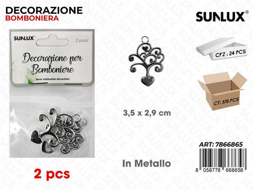 Sunlux Dec. Bomb. In Metallo 2Pcs 3.5*2.9Cm /Pz Da 24**