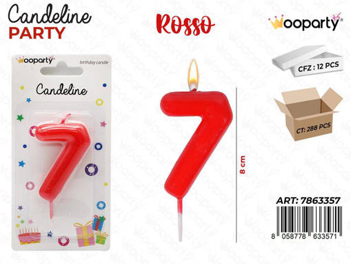 Wooparty Candeline Rosso N.7 8Cm/Pz Da 12**