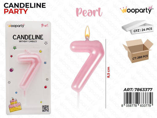 Wooparty Candeline Rosa Pearl N.7 8.5Cm /Pz Da 24**