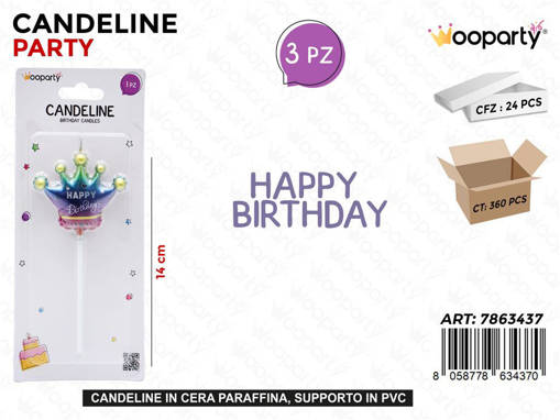 Wooparty Candeline H. Birthday 12.5Cm Pz Da 24**