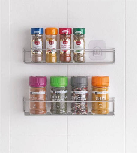 Set 2 Porta Spezie 1 Piano Cm 32X8X5 Con Ganci Adesivi U-Fix Polytherm Metallic Paprika
